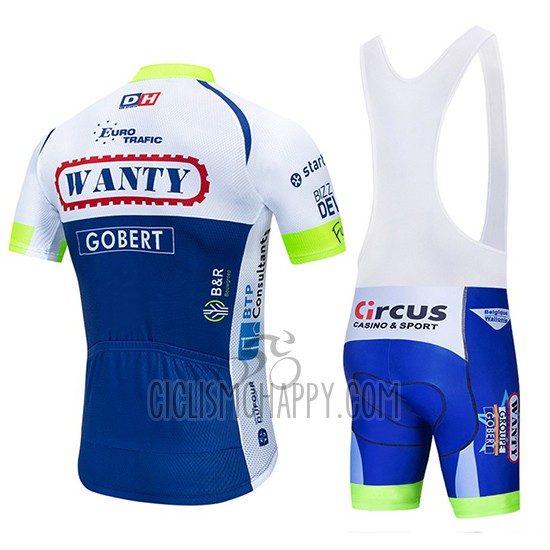 Wanty Cycling Jersey Bib Short 2019 Short Sleeve White Blue